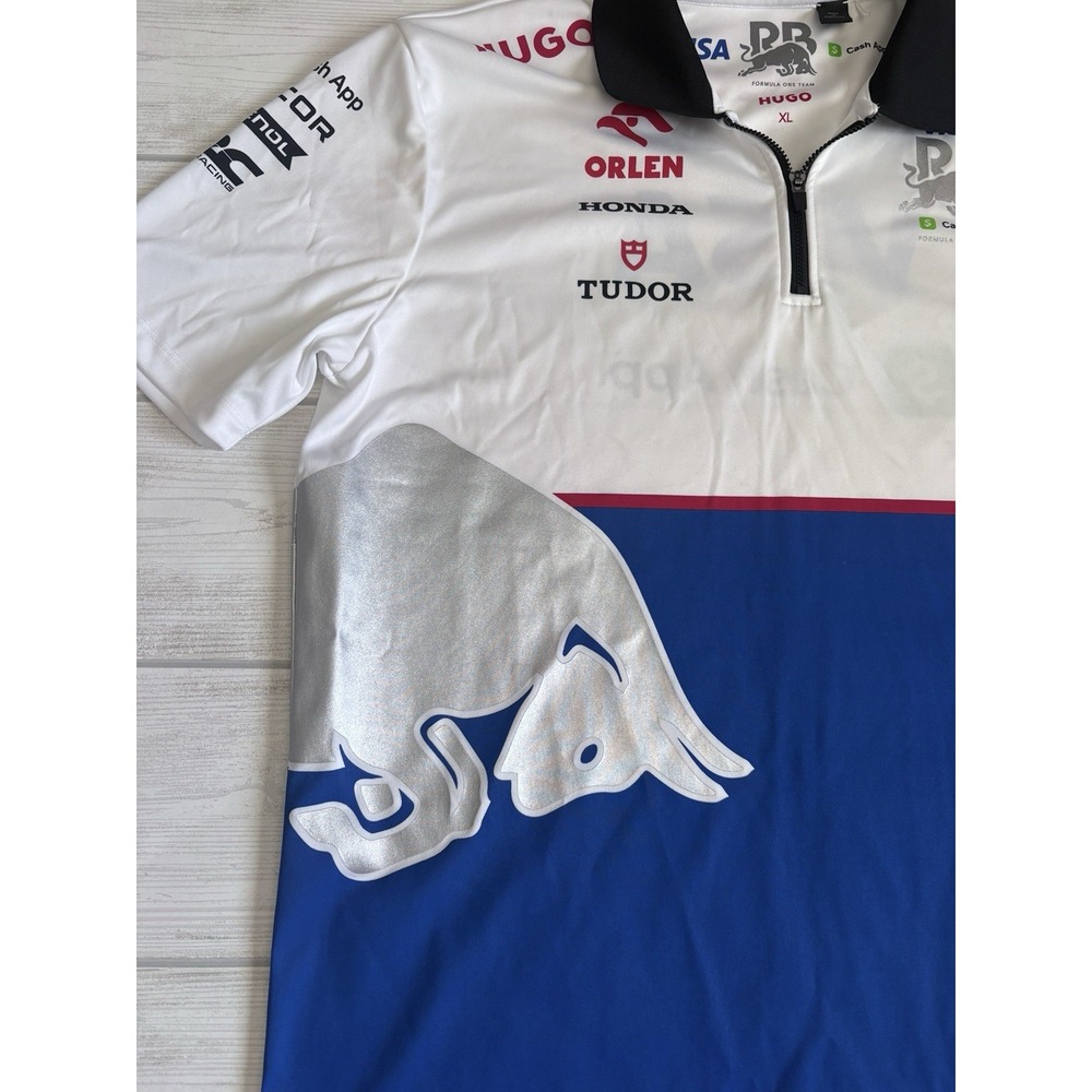 HUGO Visa Cash App RB F1 Team Polo Shirt Mens XL White Blue VCARB Racing Bulls - Picture 5 of 8